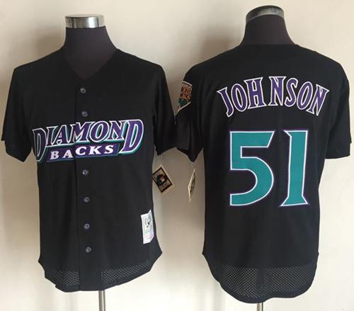 Mitchell And Ness 1999 Diamondbacks #51 Randy Johnson Black Throwback Stitched MLB Jersey - Click Image to Close